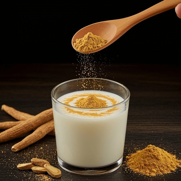 closeup wooden spoon sprinkling